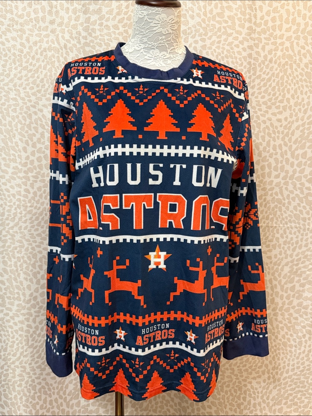 Houston Astros Navy & Orange Crewneck Sweater by Genuine Merchandise (Unisex)